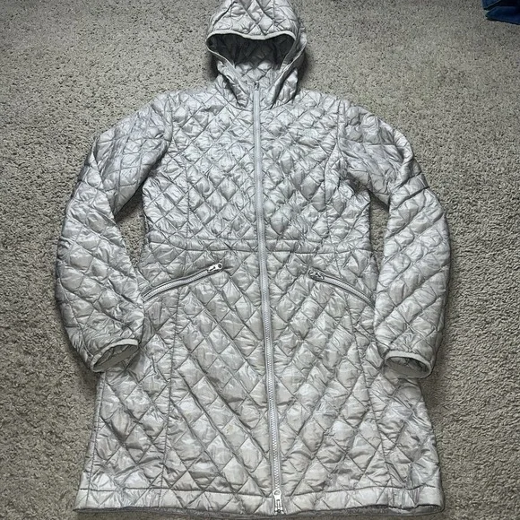 The North Face Jacket Women's Size Small Gray Thermoball Parka Puffer Hood - Picture 2 of 6